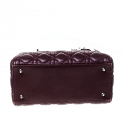 مملوكة مسبقًا Dior Burgundy Quilted Leather Lady Dior Medium Tote
