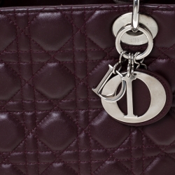 مملوكة مسبقًا Dior Burgundy Quilted Leather Lady Dior Medium Tote
