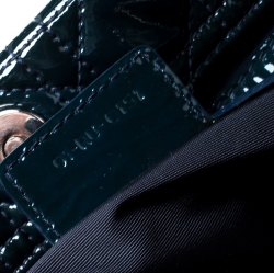 Pre Owned Dior Dark Green Cannage Quilted Patent Leather Medium Shopper Tote