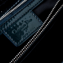 Pre Owned Dior Dark Green Cannage Quilted Patent Leather Medium Shopper Tote