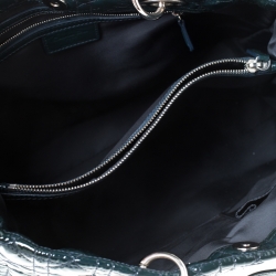 Pre Owned Dior Dark Green Cannage Quilted Patent Leather Medium Shopper Tote