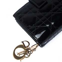 مملوكة مسبقًا محفظة ديور ليدي ديور فرنش جلد لامع مبطن كاناغ سوداء