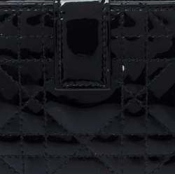 مملوكة مسبقًا محفظة ديور ليدي ديور فرنش جلد لامع مبطن كاناغ سوداء