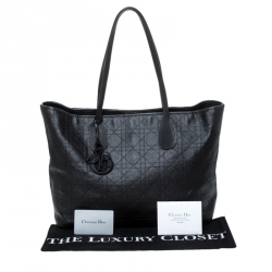Pre Owned Dior Black Cannage Coated Canvas Medium New Panarea Shopper Tote