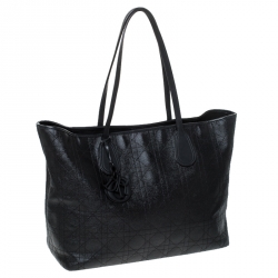 Pre Owned Dior Black Cannage Coated Canvas Medium New Panarea Shopper Tote