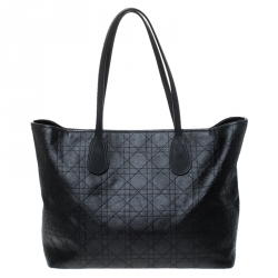 Pre Owned Dior Black Cannage Coated Canvas Medium New Panarea Shopper Tote