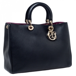 Pre Owned Dior Black Leather Large Diorissimo Shopper Tote