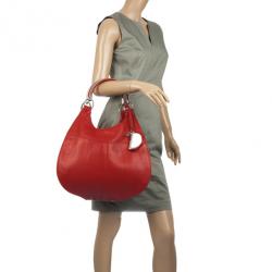 Pre Owned Christian Dior Red Leather Medium 61 Tote