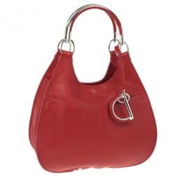 Pre Owned Christian Dior Red Leather Medium 61 Tote