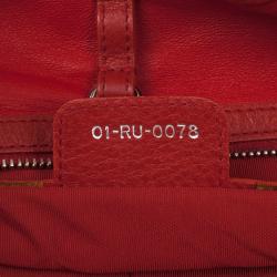 Pre Owned Christian Dior Red Leather Medium 61 Tote