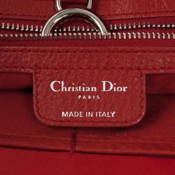 Pre Owned Christian Dior Red Leather Medium 61 Tote