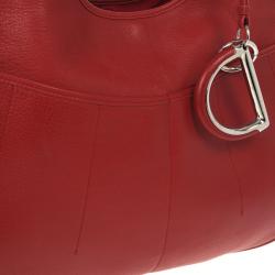 Pre Owned Christian Dior Red Leather Medium 61 Tote