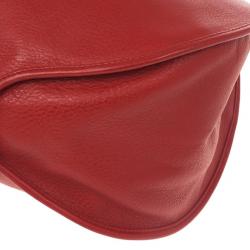 Pre Owned Christian Dior Red Leather Medium 61 Tote