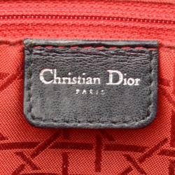 Pre Owned Christian Dior Black Cannage Lambskin 'Lady Dior' Large Top Handle Tote