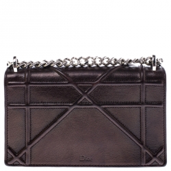 Pre Owned حقيبة كتف ديور ميني ديوراما جلد برونزية ميتالك