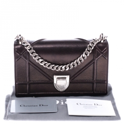 Pre Owned حقيبة كتف ديور ميني ديوراما جلد برونزية ميتالك