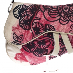 Pre Owned Dior Multicolor Printed Canvas and Leather Saddle Bag