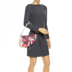 Pre Owned Dior Multicolor Printed Canvas and Leather Saddle Bag