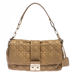 Pre Owned Dior Light Brown Cannage Leather New Lock Flap Bag