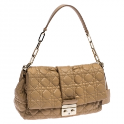 Pre Owned Dior Light Brown Cannage Leather New Lock Flap Bag