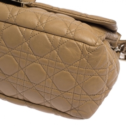 Pre Owned Dior Light Brown Cannage Leather New Lock Flap Bag