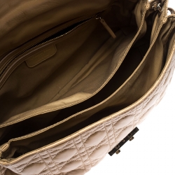 Pre Owned Dior Light Brown Cannage Leather New Lock Flap Bag