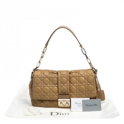 Pre Owned Dior Light Brown Cannage Leather New Lock Flap Bag