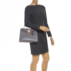 Pre Owned Dior Grey Leather Dior Addict Top Handle Bag