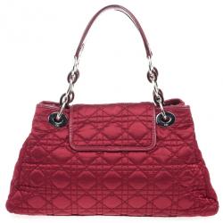 مملوكة مسبقًا Dior Quilted Red Satin Cannage Charming Lock Satchel