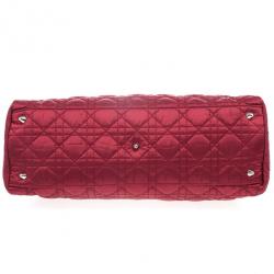 مملوكة مسبقًا Dior Quilted Red Satin Cannage Charming Lock Satchel