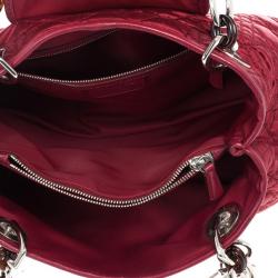 مملوكة مسبقًا Dior Quilted Red Satin Cannage Charming Lock Satchel