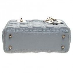 Pre Owned Dior Grey Leather Small Lucky Badges My Lady Dior Tote