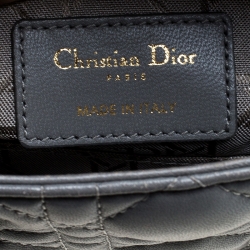 Pre Owned Dior Grey Leather Small Lucky Badges My Lady Dior Tote