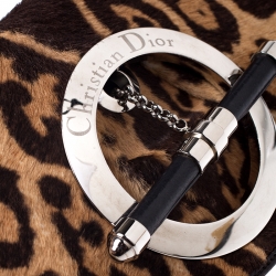 مملوكة مسبقًا Dior Brown Leopard Print Calf Hair Hobo