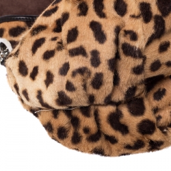 مملوكة مسبقًا Dior Brown Leopard Print Calf Hair Hobo