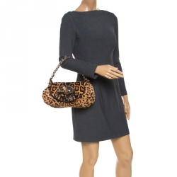 مملوكة مسبقًا Dior Brown Leopard Print Calf Hair Hobo