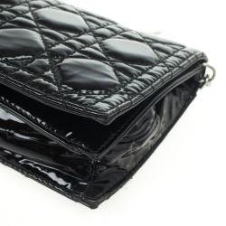Pre Owned Christian Dior Black Quilted Cannage Patent Leather Lady Dior Clutch Bag
