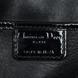 Pre Owned Christian Dior Black Quilted Cannage Patent Leather Lady Dior Clutch Bag