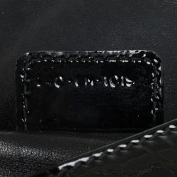 Pre Owned Christian Dior Black Quilted Cannage Patent Leather Lady Dior Clutch Bag