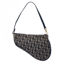 Pre Owned Dior Blue Monogram Denim Saddle Bag