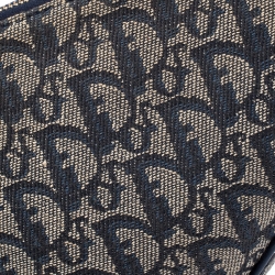 Pre Owned Dior Blue Monogram Denim Saddle Bag