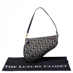Pre Owned Dior Blue Monogram Denim Saddle Bag