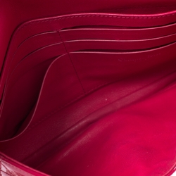 Pre Owned Dior Fuschia Patent Leather New Lock Chain Clutch Bag