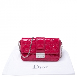 Pre Owned Dior Fuschia Patent Leather New Lock Chain Clutch Bag