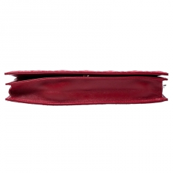 Pre Owned حقيبة كلتش ديور ليدي ديور بسلسلة جلد لامع كاناج مبطنة حمراء