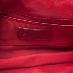 Pre Owned حقيبة كلتش ديور ليدي ديور بسلسلة جلد لامع كاناج مبطنة حمراء