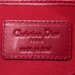 Pre Owned حقيبة كلتش ديور ليدي ديور بسلسلة جلد لامع كاناج مبطنة حمراء