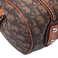 Pre Owned Dior Brown Monogram Coated Canvas and Leather Romantique Trotter Flap Bag