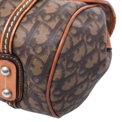 Pre Owned Dior Brown Monogram Coated Canvas and Leather Romantique Trotter Flap Bag