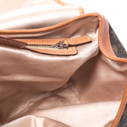 Pre Owned Dior Brown Monogram Coated Canvas and Leather Romantique Trotter Flap Bag